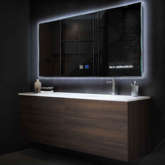 Horizontal LED Mirror | Touch Buttons | Anti-Fog Function | Cool White Light - Reyze Motivated Series Model 7