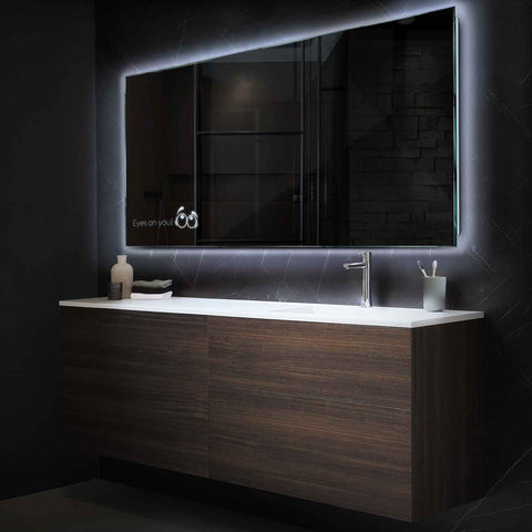 Horizontal LED Mirror | Wall Switch Control | Cool White Light - Reyze Motivated Series Model 8