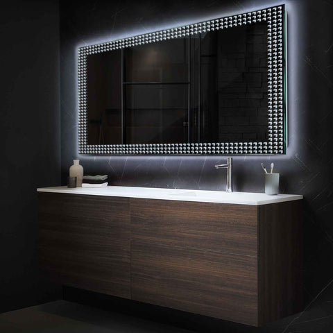 Horizontal LED Mirror | Wall Switch Control | Cool White Light - Reyze Official Series Model 6