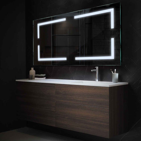 Horizontal LED Mirror | Wall Switch Control | Cool White Light - Reyze Salono Series Model 2
