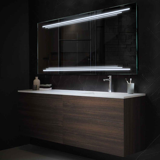 Horizontal LED Mirror | Wall Switch Control | Cool White Light - Reyze Salono Series Model 7