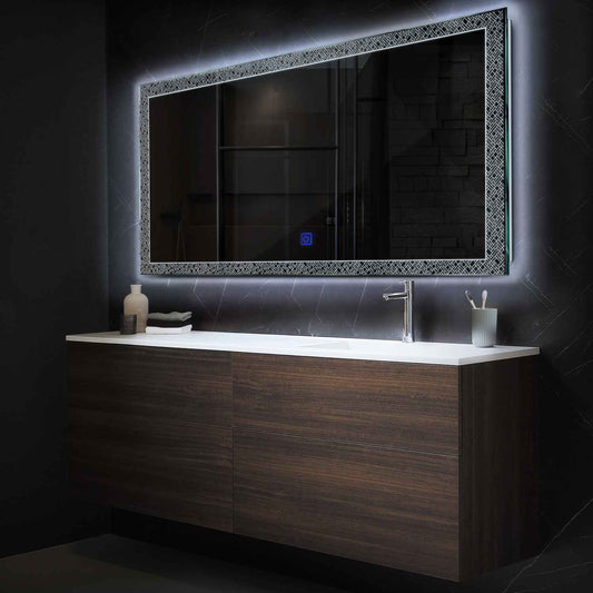 Horizontal LED Mirror | Touch Button | Cool White Light - Reyze Simetria Series Model 5