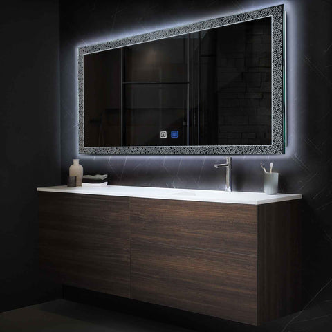 Horizontal LED Mirror | Touch Buttons | Anti-Fog Function | Cool White Light - Reyze Simetria Series Model 5