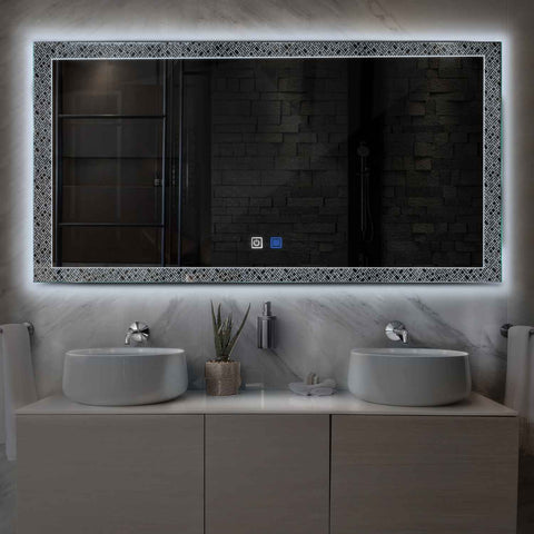 Horizontal LED Mirror | Touch Buttons | Anti-Fog Function | Cool White Light - Reyze Simetria Series Model 5
