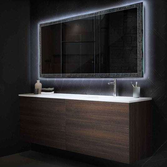 Horizontal LED Mirror | Wall Switch Control | Cool White Light - Reyze Simetria Series Model 6