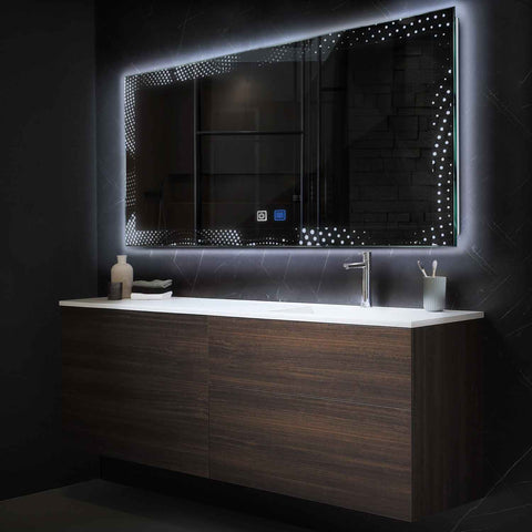 Horizontal LED Mirror | Touch Buttons | Anti-Fog Function | Cool White Light - Reyze Simetria Series Model 8
