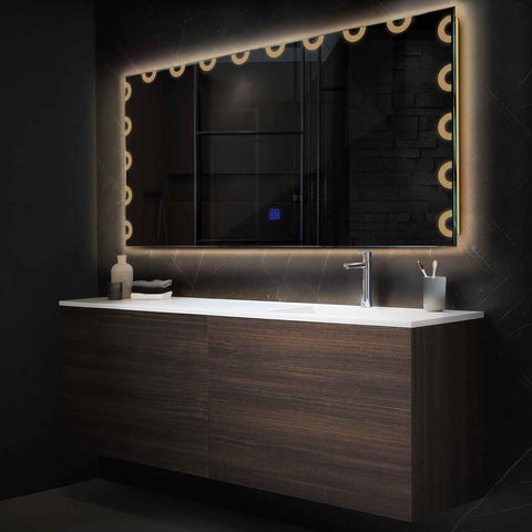 Horizontal LED Mirror | Touch Button | Warm White Light - Reyze Edge Series Model 4