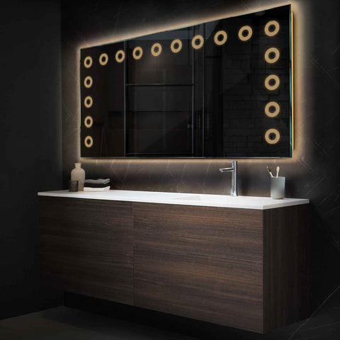 Horizontal LED Mirror | Wall Switch Control | Warm White Light - Reyze Minimal Series Model 4