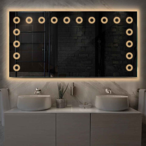 Horizontal LED Mirror | Wall Switch Control | Warm White Light - Reyze Minimal Series Model 4
