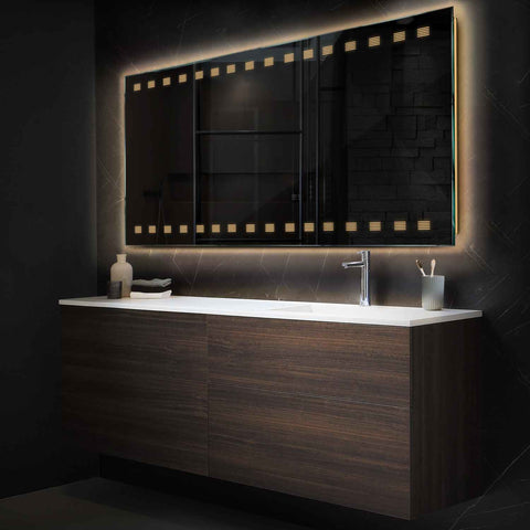 Horizontal LED Mirror | Wall Switch Control | Warm White Light - Reyze Minimal Series Model 6