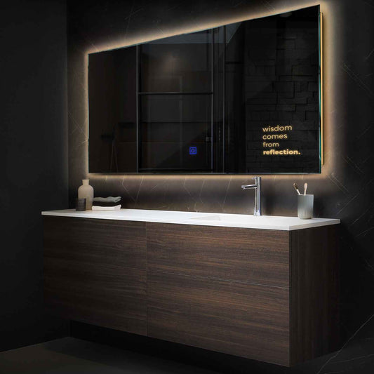 Horizontal LED Mirror | Touch Button | Warm White Light - Reyze Motivated Series Model 1