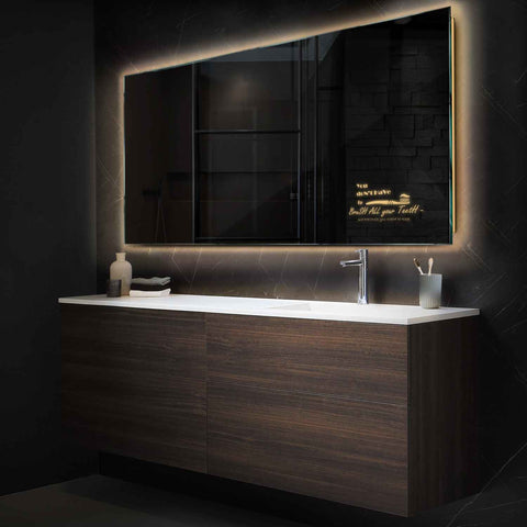 Horizontal LED Mirror | Wall Switch Control | Warm White Light - Reyze Motivated Series Model 3