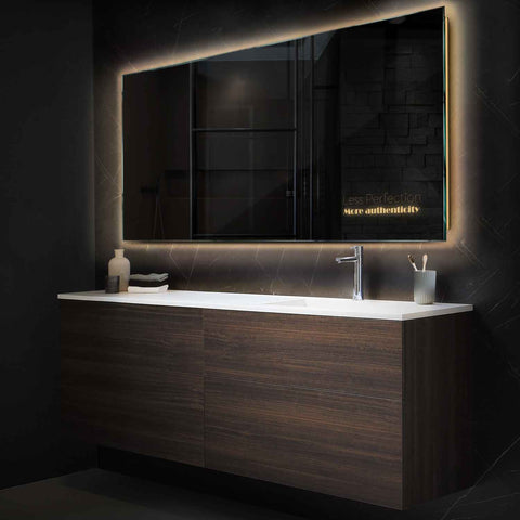 Horizontal LED Mirror | Wall Switch Control | Warm White Light - Reyze Motivated Series Model 7