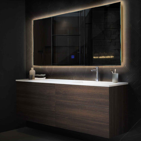 Horizontal LED Mirror | Touch Button | Warm White Light - Reyze Motivated Series Model 7