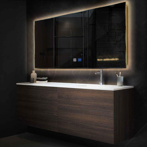 Horizontal LED Mirror | Touch Buttons | Anti-Fog Function | Warm White Light - Reyze Motivated Series Model 7