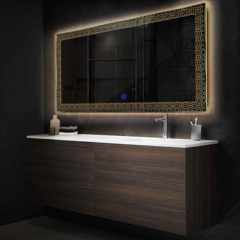 Horizontal LED Mirror | Touch Button | Warm White Light - Reyze Official Series Model 1