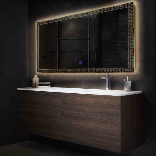 Horizontal LED Mirror | Touch Button | Warm White Light - Reyze Official Series Model 5