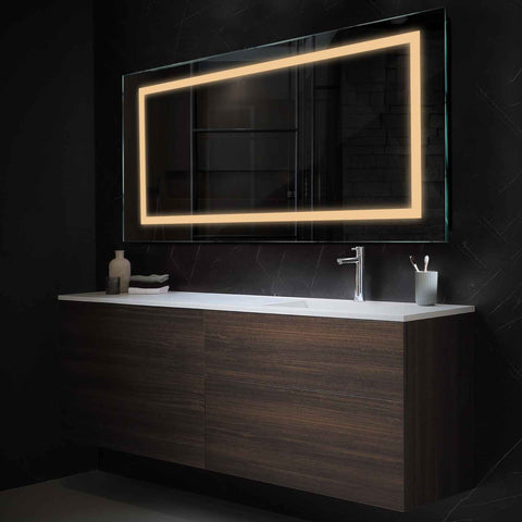 Horizontal LED Mirror | Wall Switch Control | Warm White Light - Reyze Salono Series Model 1