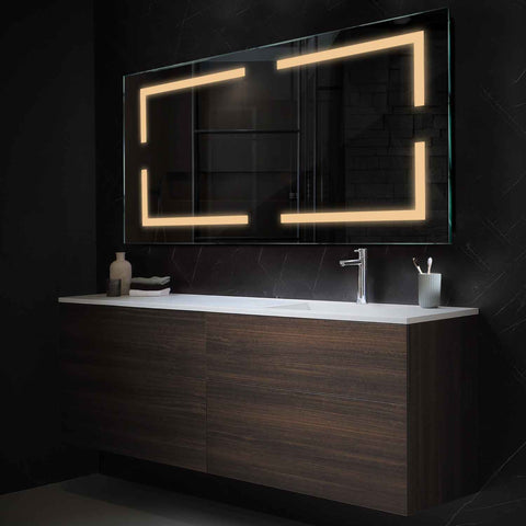 Horizontal LED Mirror | Wall Switch Control | Warm White Light - Reyze Salono Series Model 2