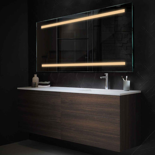 Horizontal LED Mirror | Wall Switch Control | Warm White Light - Reyze Salono Series Model 4