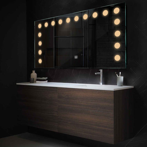 Horizontal LED Mirror | Touch Button | Warm White Light - Reyze Salono Series Model 6