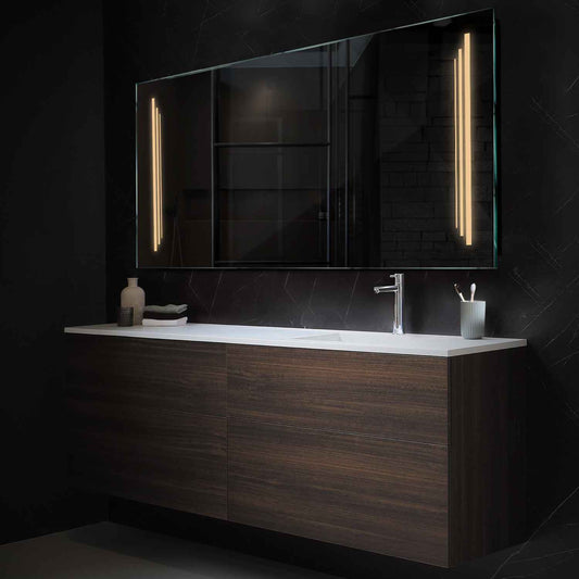 Horizontal LED Mirror | Wall Switch Control | Warm White Light - Reyze Salono Series Model 8
