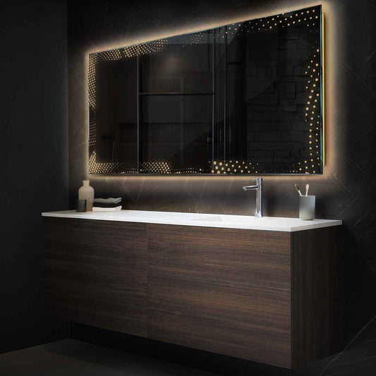 Horizontal LED Mirror | Wall Switch Control | Warm White Light - Reyze Simetria Series Model 8