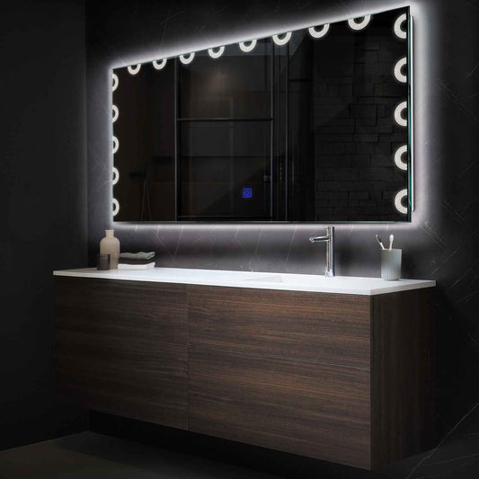 Horizontal LED Mirror | Touch Button | Neutral White Light - Reyze Edge Series Model 4