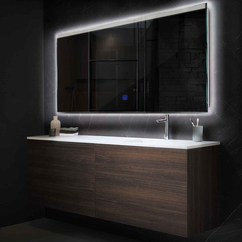 Horizontal LED Mirror | Touch Button | Neutral White Light - Reyze Edge Series Model 5