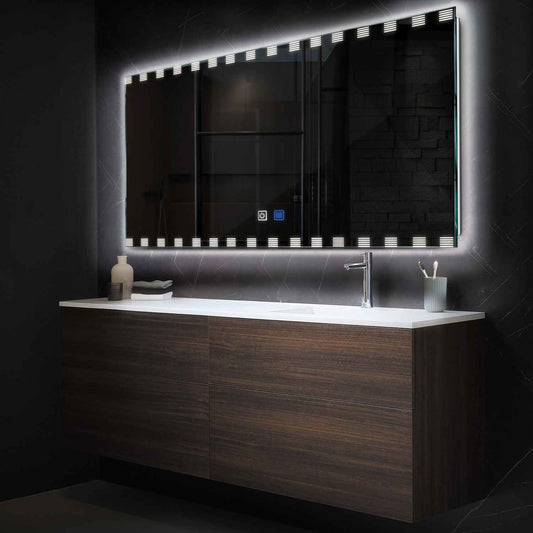 Horizontal LED Mirror | Touch Buttons | Anti-Fog Function | Neutral White Light - Reyze Edge Series Model 6