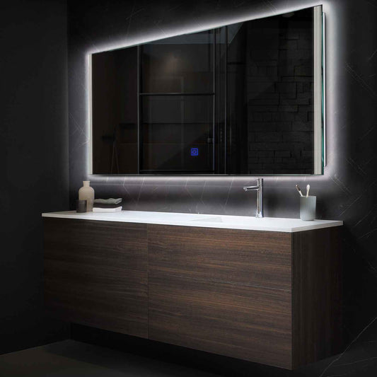 Horizontal LED Mirror | Touch Button | Neutral White Light - Reyze Edge Series Model 7