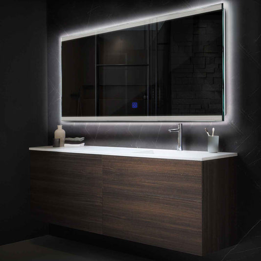 Horizontal LED Mirror | Touch Button | Neutral White Light - Reyze Edge Series Model 8
