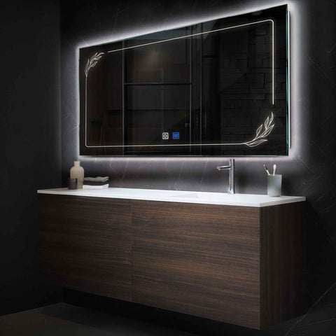 Horizontal LED Mirror | Touch Buttons | Anti-Fog Function | Neutral White Light - Reyze Good Vibes Series Model 1