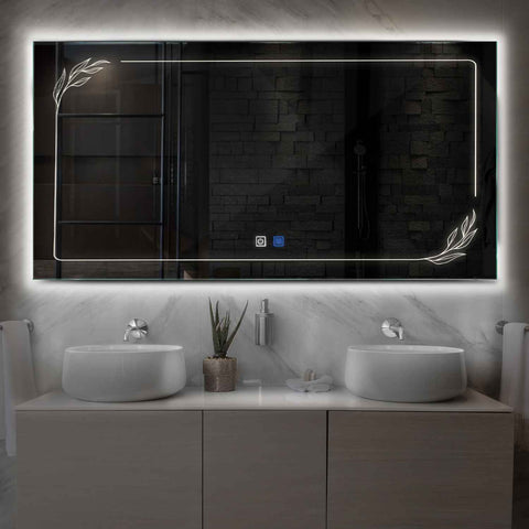 Horizontal LED Mirror | Touch Buttons | Anti-Fog Function | Neutral White Light - Reyze Good Vibes Series Model 1