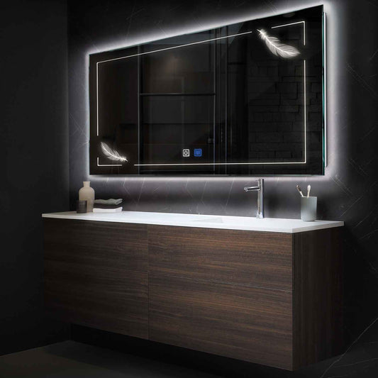 Horizontal LED Mirror | Touch Buttons | Anti-Fog Function | Neutral White Light - Reyze Good Vibes Series Model 2