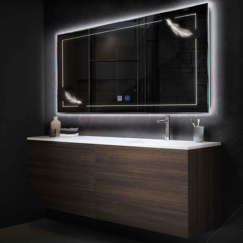 Horizontal LED Mirror | Touch Buttons | Anti-Fog Function | Neutral White Light - Reyze Good Vibes Series Model 2