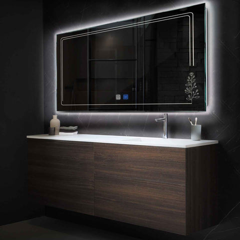 Horizontal LED Mirror | Touch Buttons | Anti-Fog Function | Neutral White Light - Reyze Good Vibes Series Model 3
