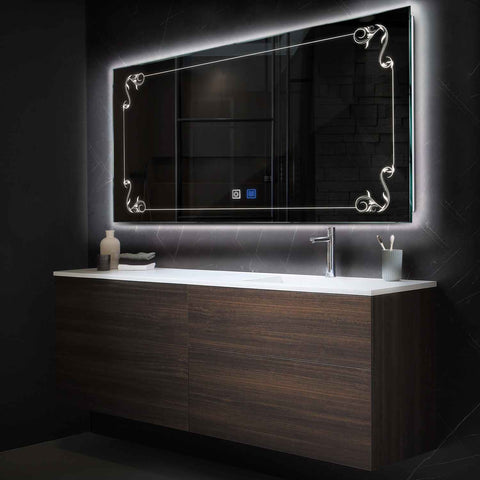 Horizontal LED Mirror | Touch Buttons | Anti-Fog Function | Neutral White Light - Reyze Good Vibes Series Model 5