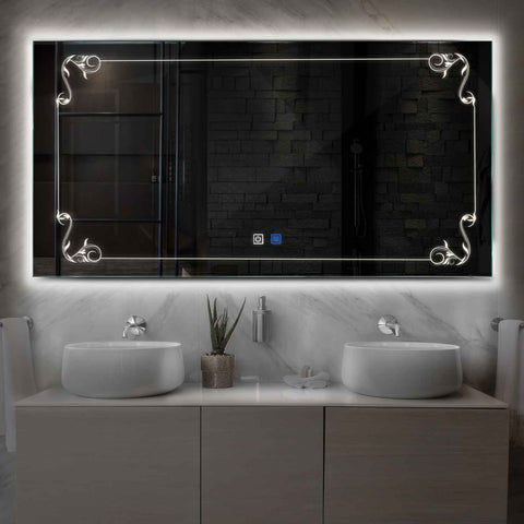 Horizontal LED Mirror | Touch Buttons | Anti-Fog Function | Neutral White Light - Reyze Good Vibes Series Model 5