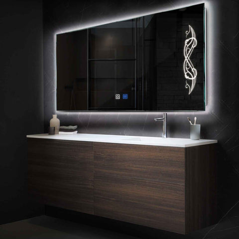 Horizontal LED Mirror | Touch Buttons | Anti-Fog Function | Neutral White Light - Reyze Good Vibes Series Model 6