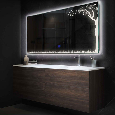 Horizontal LED Mirror | Touch Button | Neutral White Light - Reyze Good Vibes Series Model 8