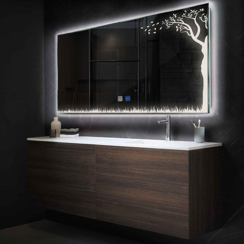 Horizontal LED Mirror | Touch Buttons | Anti-Fog Function | Neutral White Light - Reyze Good Vibes Series Model 8