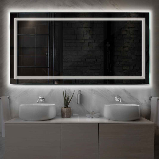 Horizontal LED Mirror | Wall Switch Control | Neutral White Light - Reyze Minimal Series Model 1