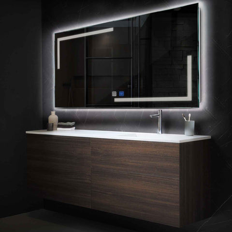 Horizontal LED Mirror | Touch Buttons | Anti-Fog Function | Neutral White Light - Reyze Minimal Series Model 2