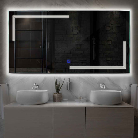 Horizontal LED Mirror | Touch Button | Neutral White Light - Reyze Minimal Series Model 2