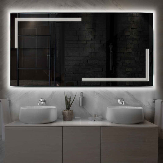 Horizontal LED Mirror | Wall Switch Control | Neutral White Light - Reyze Minimal Series Model 2