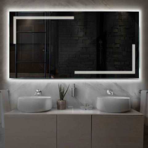 Horizontal LED Mirror | Wall Switch Control | Neutral White Light - Reyze Minimal Series Model 2