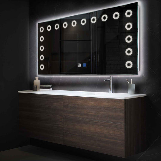 Horizontal LED Mirror | Touch Buttons | Anti-Fog Function | Neutral White Light - Reyze Minimal Series Model 4