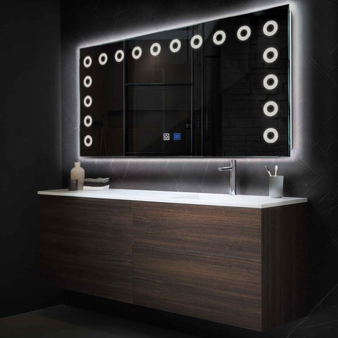 Horizontal LED Mirror | Touch Buttons | Anti-Fog Function | Neutral White Light - Reyze Minimal Series Model 4