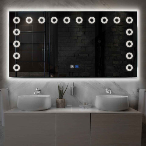 Horizontal LED Mirror | Touch Buttons | Anti-Fog Function | Neutral White Light - Reyze Minimal Series Model 4